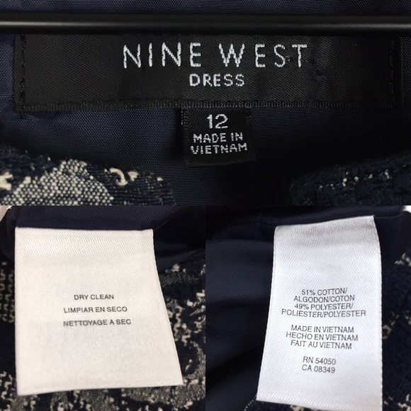 NINE WEST Dress Sheath Floral Flower Tweed Easter Wedding Guest Attire Size 12 - Picture 10 of 11